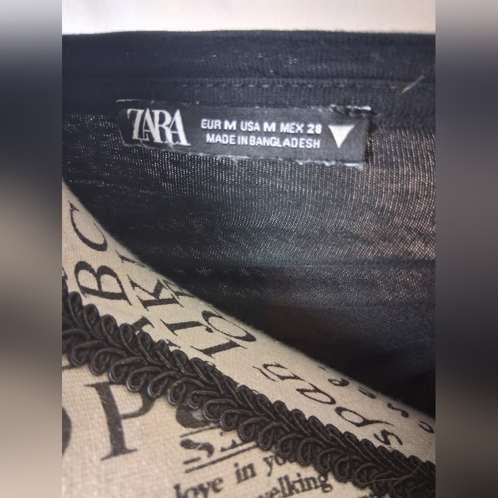 Zara Black Cropped Boxy T-Shirt Medium - Picture 4 of 4